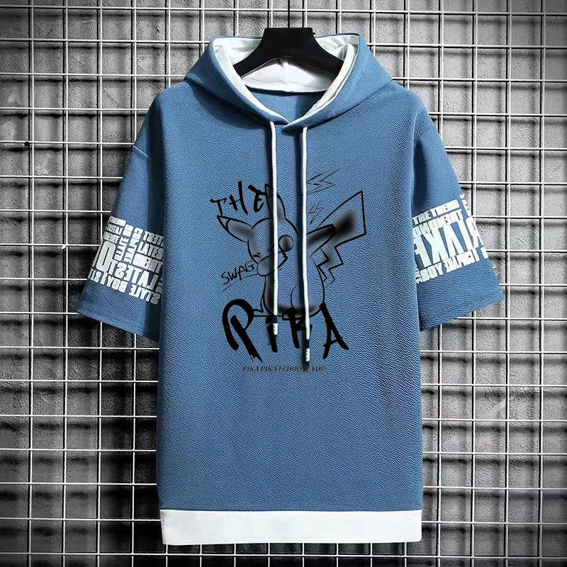 Men's Winter Hooded Graphic T-Shirt - Harajuku Anime Tee