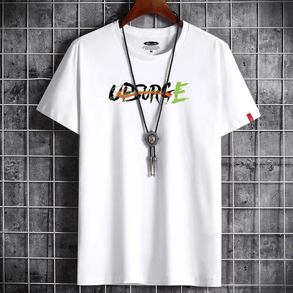 Men's Cotton T-Shirt - Letter Printed Gym Streetwear Tee