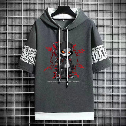 Men's Harajuku Hooded T-Shirt - Korean Fashion Streetwear