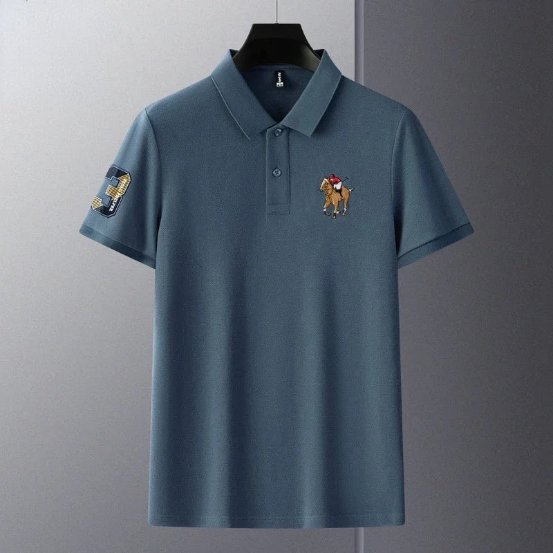 Men's Cotton Polo T-Shirt - Luxury Embroidered Casual Top