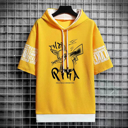 Men's Winter Hooded Graphic T-Shirt - Harajuku Anime Tee