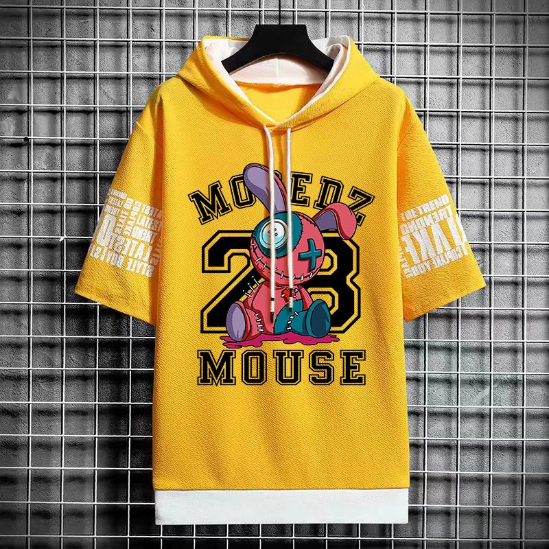 Winter Men's Stylish Hooded T-Shirt - Casual Graphic Tee