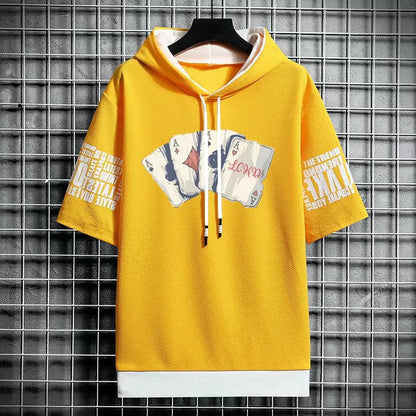 Men's T-Shirt Streetwear Hoodie - Casual Graphic Print Tee