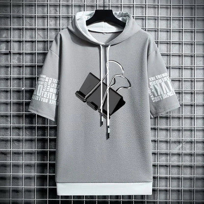 Men's Streetwear Hooded T-Shirt - Winter Graphic Hoodie