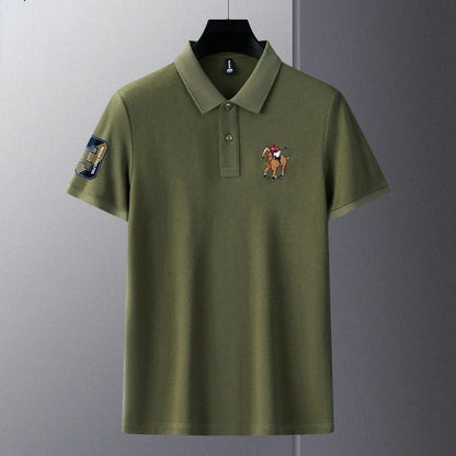 Men's Cotton Polo T-Shirt - Luxury Embroidered Casual Top