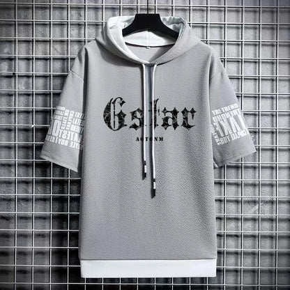Trendy Men's Hooded T-Shirt - Hip Hop Harajuku Style
