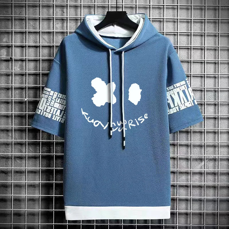 Men's Winter Hooded T-Shirt - Harajuku Short Sleeve Top