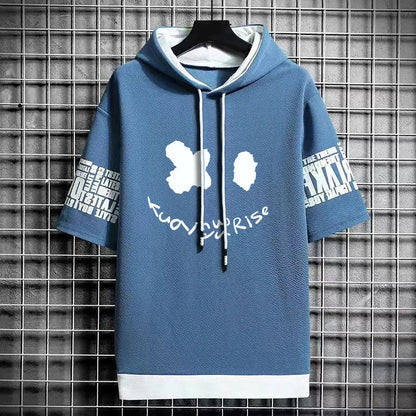 Men's Winter Hooded T-Shirt - Harajuku Short Sleeve Top