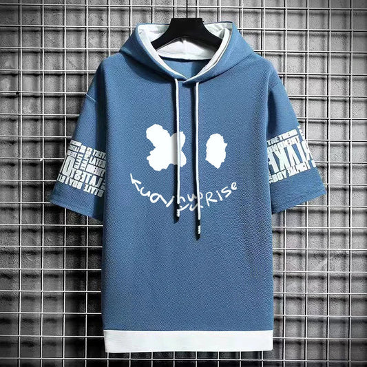 Men's Winter Hooded T-Shirt - Harajuku Short Sleeve Top