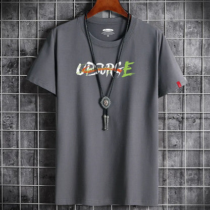 Men's Cotton T-Shirt - Letter Printed Gym Streetwear Tee