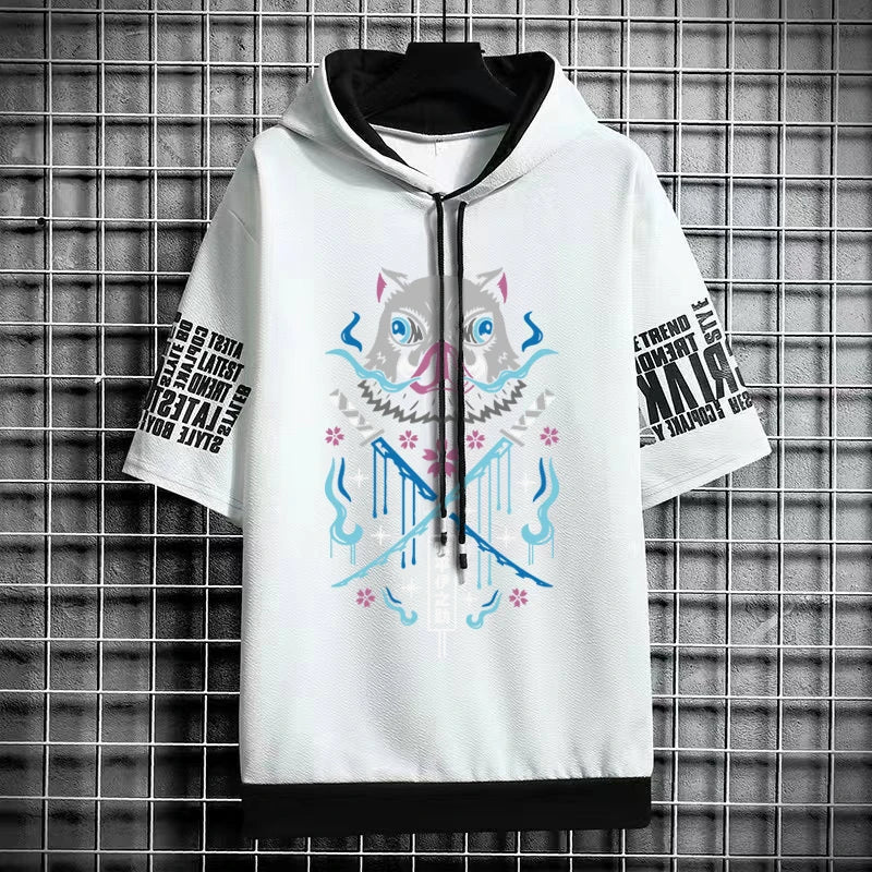 Men's Winter T-Shirt - Hooded Short Sleeve Streetwear