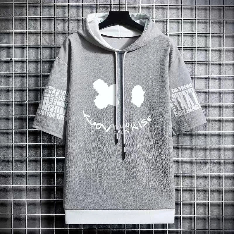 Men's Winter Hooded T-Shirt - Harajuku Short Sleeve Top