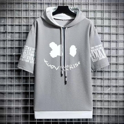 Men's Winter Hooded T-Shirt - Harajuku Short Sleeve Top