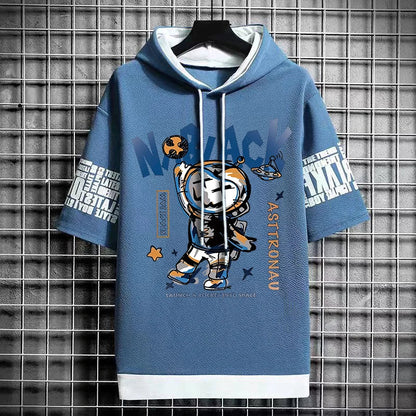 Men's Winter Hooded T-Shirt - Korean Fashion Streetwear Tee