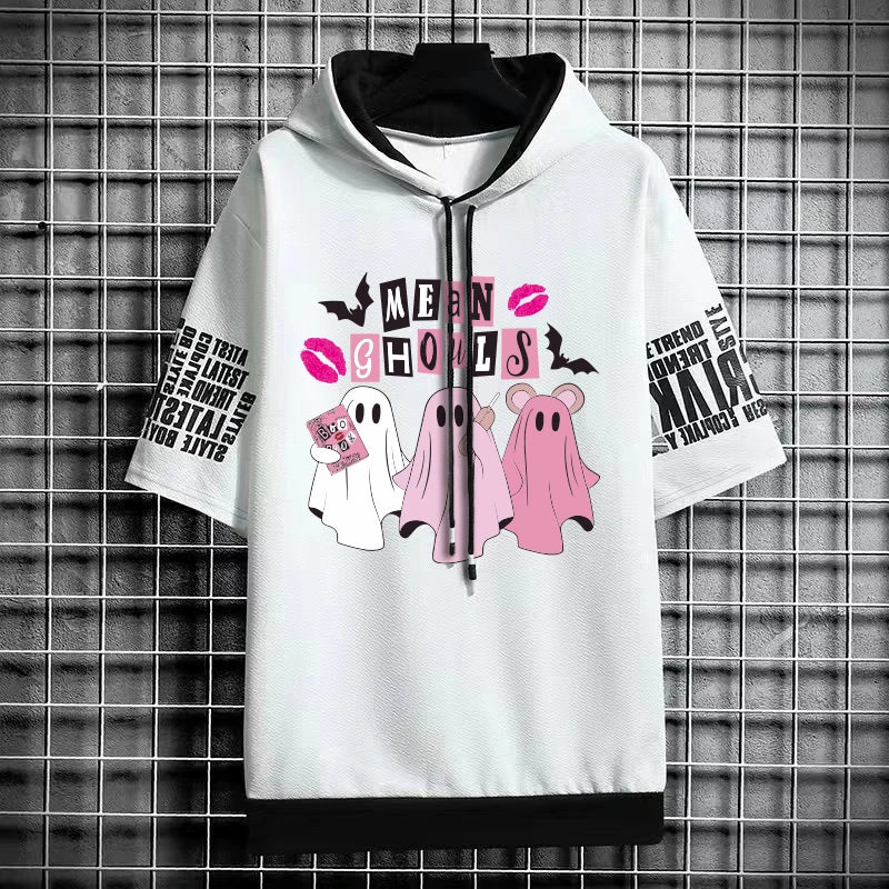 Men's Winter Hooded Graphic T-Shirt - Harajuku Fashion Tee