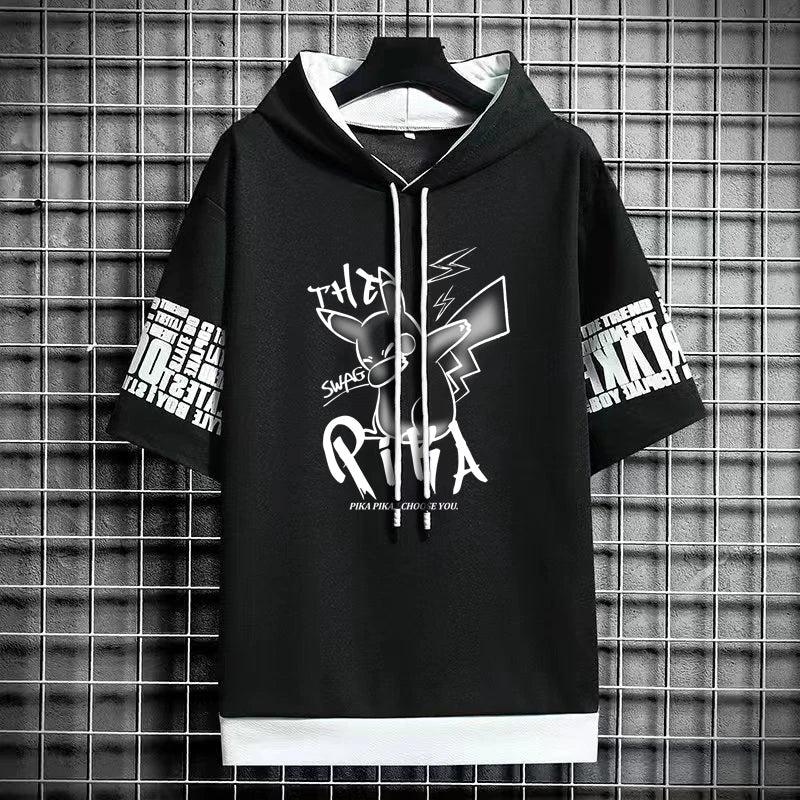 Men's Winter Hooded Graphic T-Shirt - Harajuku Anime Tee