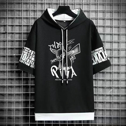 Men's Winter Hooded Graphic T-Shirt - Harajuku Anime Tee