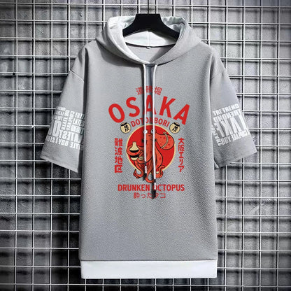 Osaka Dotonbori Octopus Hooded T-Shirt - Japanese Streetwear