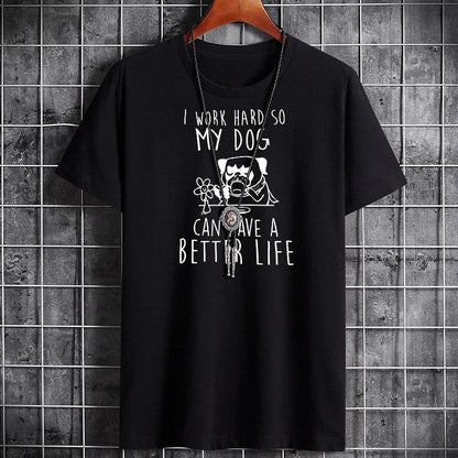 Men's Summer Cotton T-Shirt - Stylish Letter Print Tee