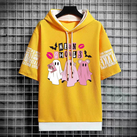 Men's Winter Hooded Graphic T-Shirt - Harajuku Fashion Tee
