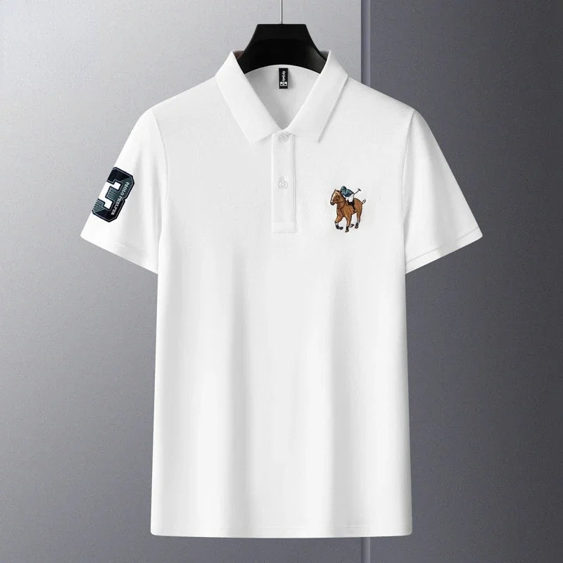 Men's Cotton Polo T-Shirt - Luxury Embroidered Casual Top